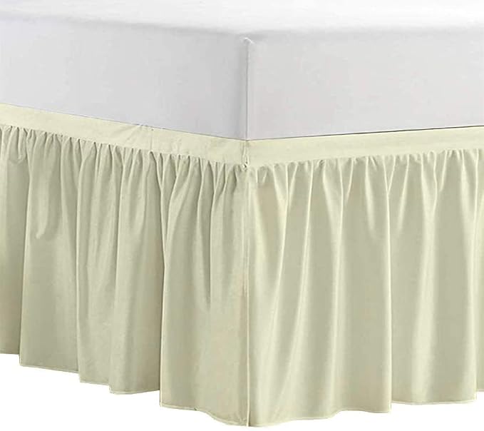 Shreem Linen Dorm Bed Skirt Twin XL, 36 Inch-Drop, 100% Microfiber Extra Long Bedskirt, Ivory