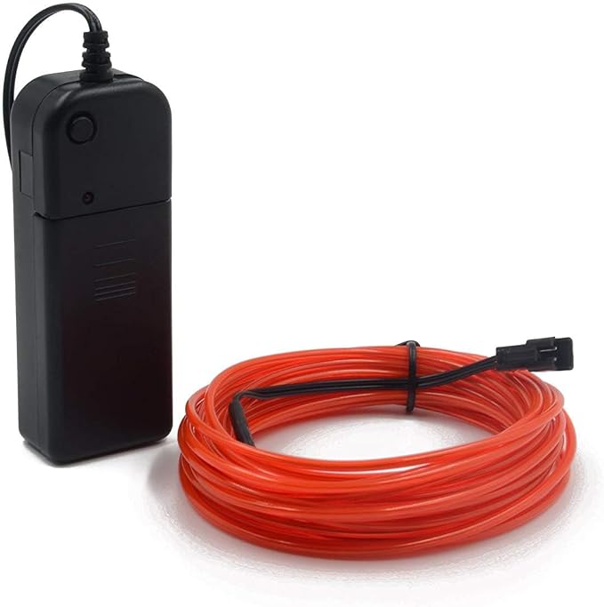 ABALDI EL Wire Neon Light Battery Powered Wire Pack Drivers with 3 Modes High Brightness Electroluminescence for Xmas Party Indoor Ourdoor Decoration(5m/16ft,Red)