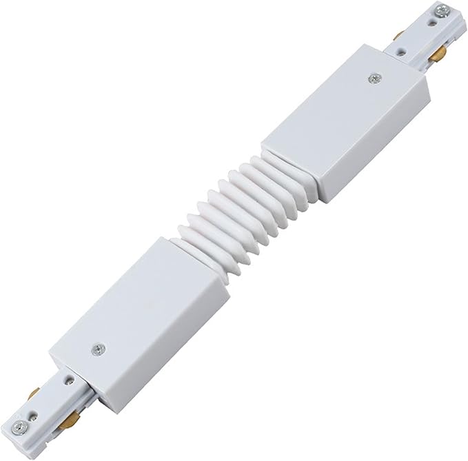 H Type Track Lighting Accessories, White Flexible Connector for Single Circuit 3-Wire-1 Track Rail, Track Connector for H Track System (White Flexible Adjustable Connector)