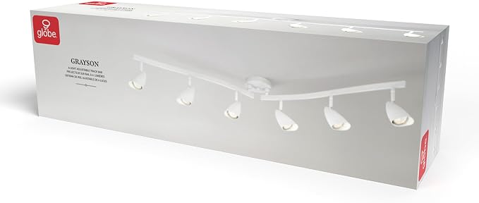 Globe Electric 59353 Grayson 6-Light Adjustable S-Shape Track Lighting, White Color, Matte Finish, 8.66", Bulbs Not Included