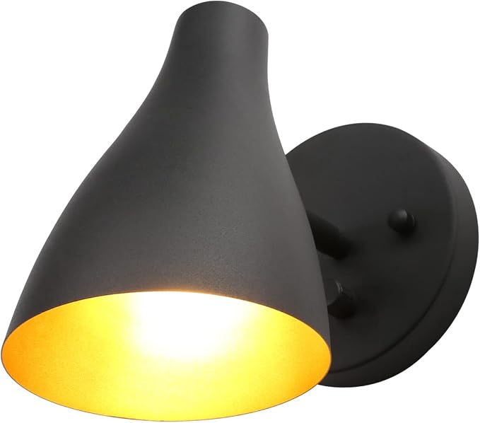 Adjustable Wall Sconce Lighting with Dimmer Switch | Vintage Wall Vanity Lighting Matte Black Finish, Hardwired Wall Light Lamp for Bedside Living Room