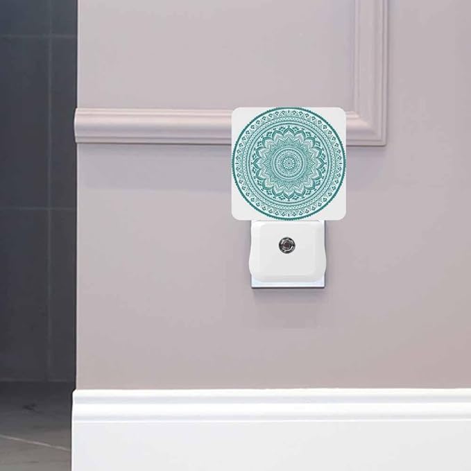 Datura Flower Night Light Blue Green Vintage Style LED Night Lights Plug into Wall for Stairway Hallway Bedroom 0.5W Nightlight