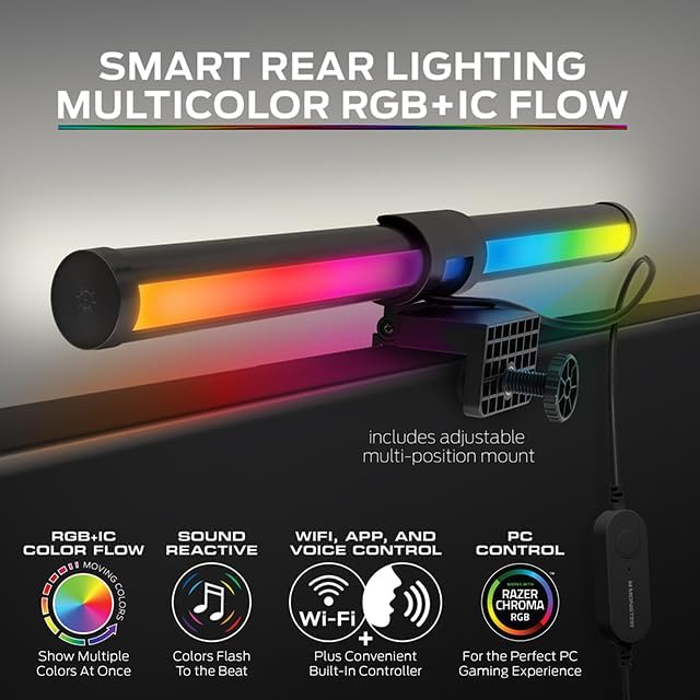 Monster Duo Monitor Light Bar: Reduce Glare, Enhance Comfort, Boost Style, Level Up Your Gaming Atmosphere — 2-in-1 RGBIC & Multiwhite LED, App Voice Touch Control, Alexa Google Razer Chroma