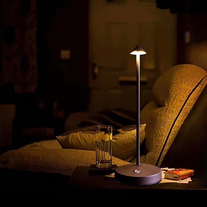 Cordless Table Lamps,Rechargeable Led Touch Bar Lamp, Portable Battery Desk Lamp,2 Level Brightness Dimmable Night Light,Minimalist Design, for Living Room/Restaurant/Couple Dinner/(Rust)