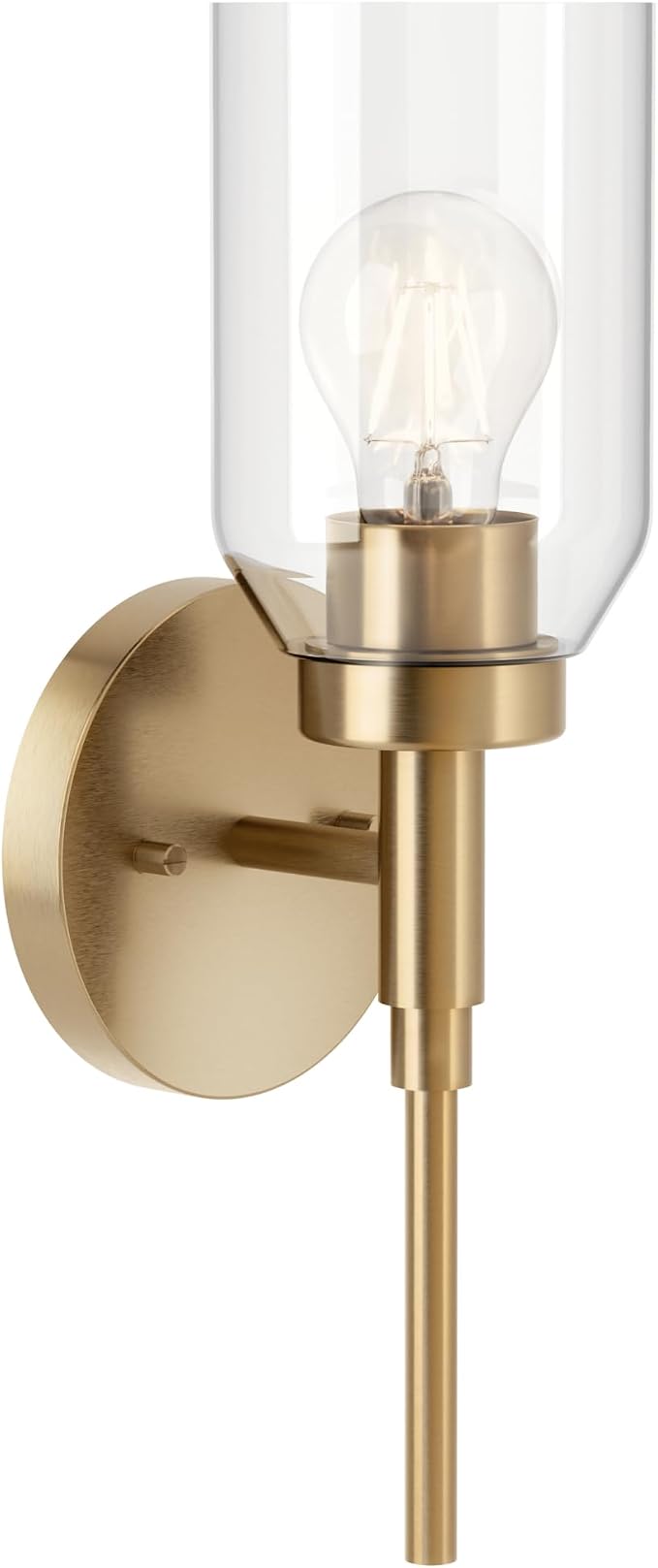 Kichler Madden 1-Light Bathroom Wall Light, Champagne Bronze | Modern wall light with clear glass for bathrooms and hallways (14.75" x 5"), 55183CPZ