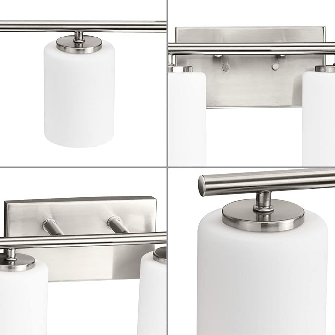 Progress Lighting Replay Collection 48 in. 6-Light Brushed Nickel Etched White Glass Modern Bath Vanity Light