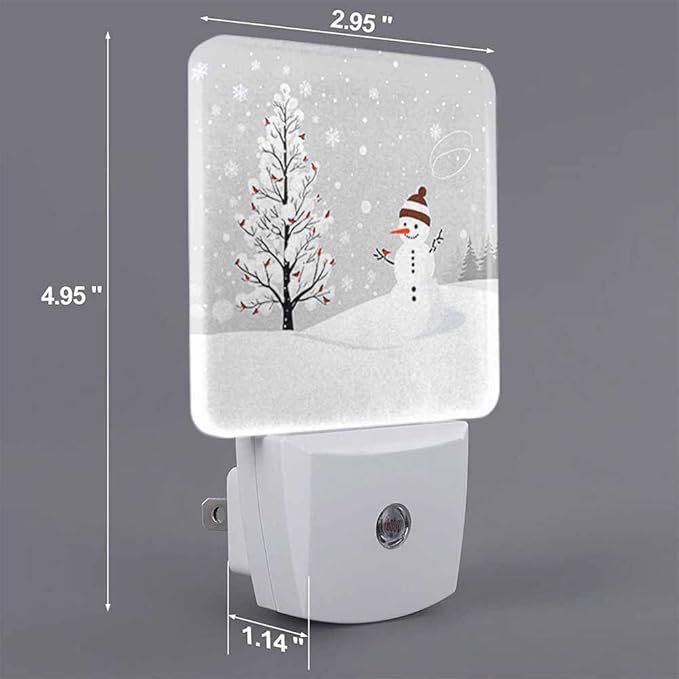 Christmas Card Design LED Night Lights Plug into Wall with Winter Tree and Bullfinches 0.5W Plug in Night Light, Dusk to Dawn, Bright Nightlight Auto On/Off, for Room Bedroom Bathroom