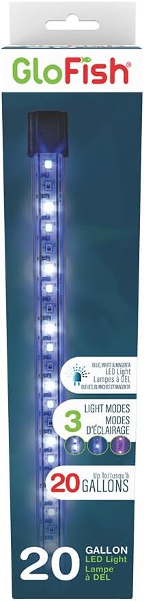 GloFish 10-Inch LED Light Stick for Fish Aquariums Up to 20 Gallons, 1 Count, with White, Blue and Magenta LED Lights