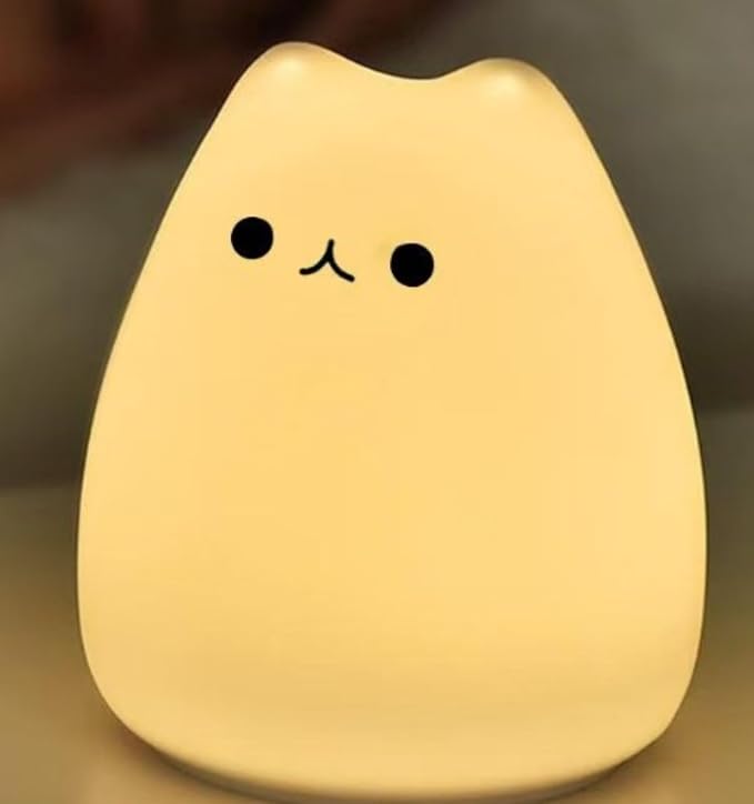 Tap Control Cute Cartoon Silicone USB Rechargeable Night Light, Squeeze Soft Silicone Animal Timing Bedside Sleep Lamp