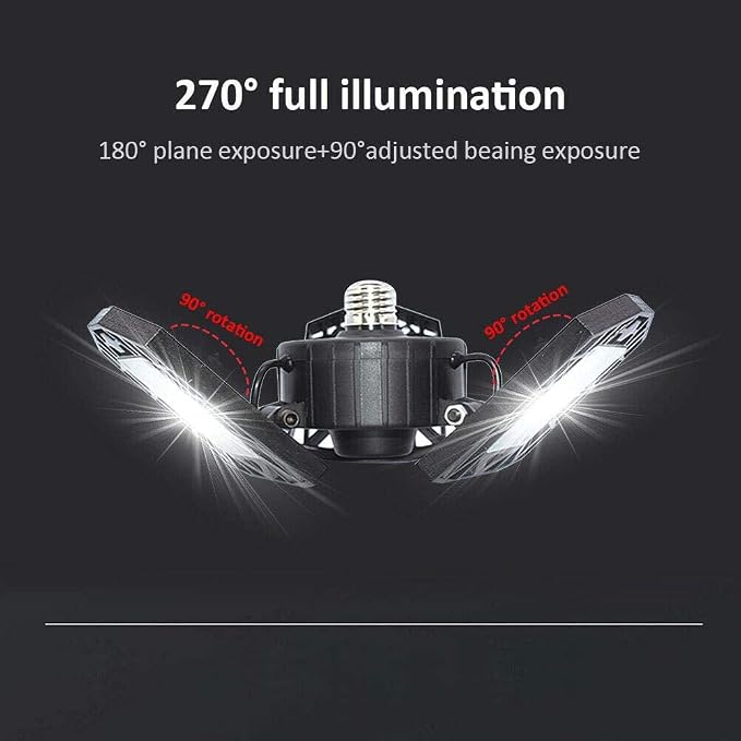 LED Garage Lights 4 Pack - 6000 Lumen 6500K Daylight 60W, Three Leaf Led Garage Ceiling Lights