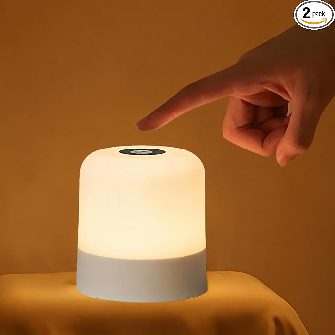 Portable Baby Night Light, 3 Color Egg Lights for Nursery | 2400mAh, Small Rechargeable LED Lamp, Dimmable Touch Nightlight for Newborn, Toddler, Kids, Adults 2 Pack