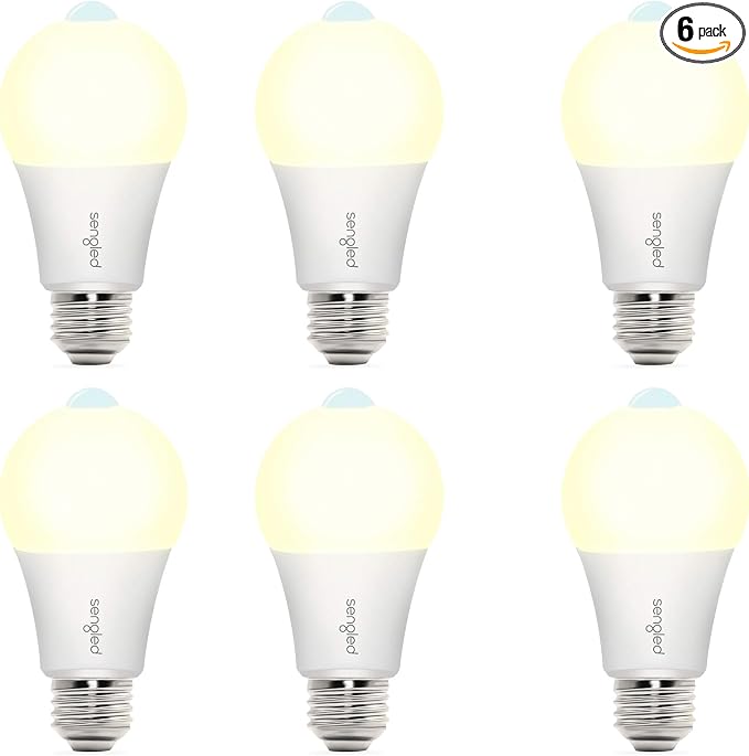 Sengled Motion Sensor Light Bulbs, A19 LED Dusk to Dawn Bulbs 3000K Soft White, Motion Activated Indoor Outdoor Light Bulbs 8.8W (60W Equivalent) 800 Lumens for Porch, Garage, Hallway, 6 Pack