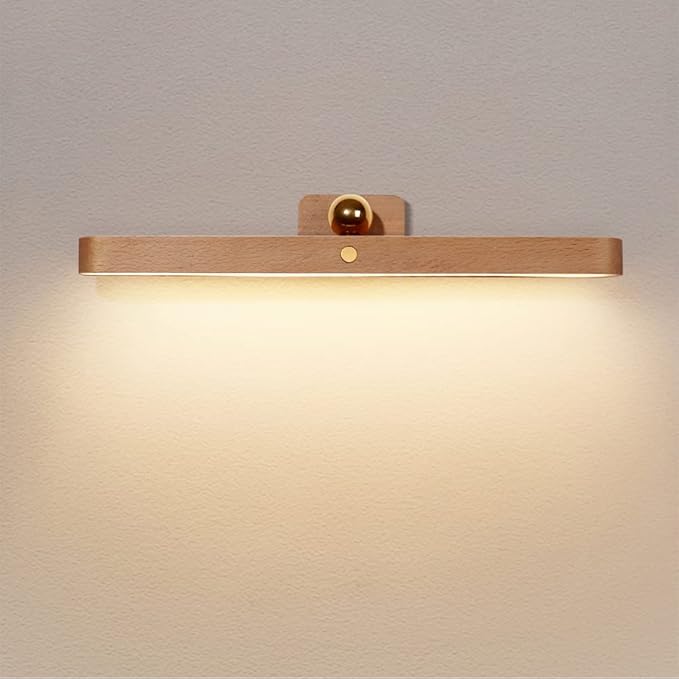 Led Rechargeable Bathroom Light Fixtures Three-Level Dimmable Touch Control Vanity Lights,Magnetic Vanity Light Bar for Bathroom Living Room Bedroom | Rechargeable USB C,3-level dimming, touch control, beech finish, ideal for halls,cabinets,living room...