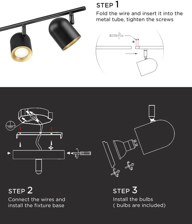 FEMILA 44" Adjustable LED Track Light, 3000K Black Ceiling Track Lighting Fixture, 350 Degree Rotatable, Modern LED Track Light Kit, 4FS78TL-5 BK