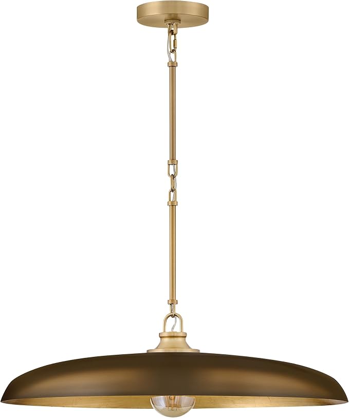 Hinkley Sadie 24" Large Dome Chandelier, Heritage Bronze/Lacquered Brass | Two Tone Saucer Pendant, Includes (5) 7" Downrods, Needs a Med. LED Bulb, Adjustable Height, Dining Room, Kitchen