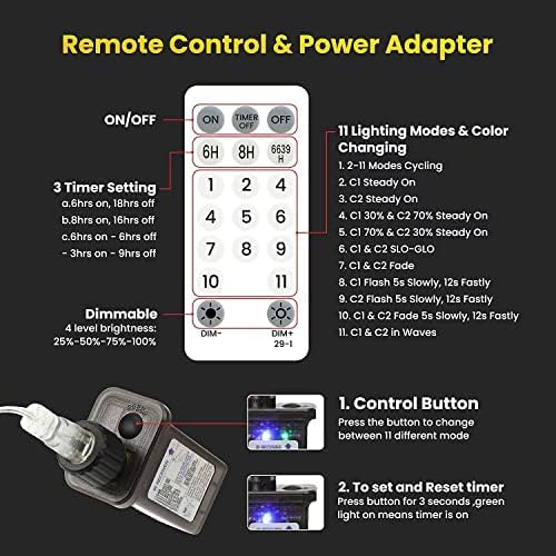 RaThun 116ft Color Changing String Lights, 200 LED Multicolor & Warm White Crystal Globe Lights with Remote, 11 Modes, IP44 Waterproof, Plug in Fairy Lights for Indoor Outdoor Christmas Party Garden