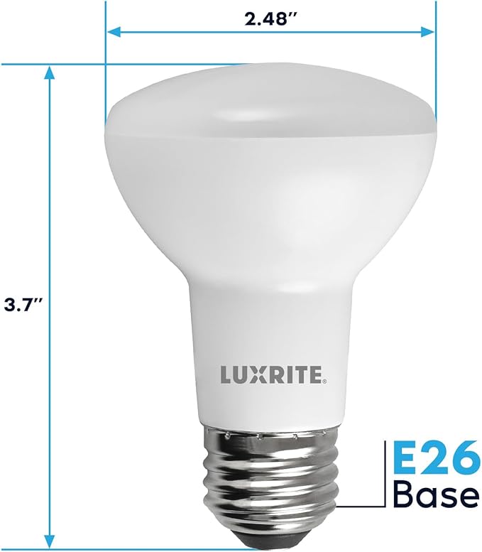 LUXRITE BR20 LED Bulb, 45W Equivalent, 2700K Warm White, Dimmable, 460 Lumens, R20 LED Flood Light Bulb 6.5W, Energy Star, Damp Rated, E26 Base, Perfect for Recessed and Track Lighting (4 Pack)