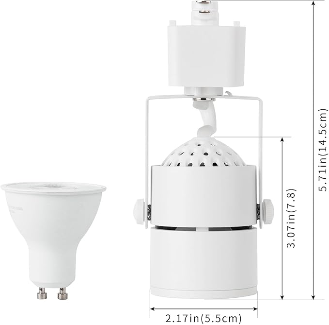 mirrea Bulb Replaceable LED Track Lighting Heads for White H Type Rail Cylinder Ceiling Spotlight with 8W GU10 Bulb 90 CRI 3000K Warm White 38° Beam Angle Pack of 6