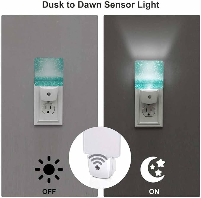 Abstract Background Night Light Shimmering Turquoise 0.5W Night Lights Auto LED Lamp Energy Saving Square Lights for Room Bedroom Bathroom
