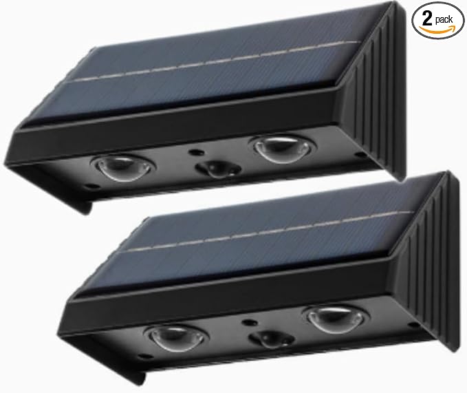Solar Lights Outdoor 3000K Warm White Downlights LED Dusk to Dawn Waterproof Solar Light for Fence, Wall, Address, Mailbox, House Number, Sign(2 Pack)