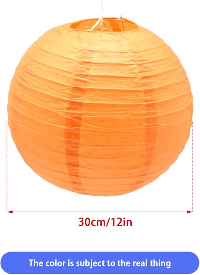 3pcs Paper Lanterns Decorative Round Chinese Paper Lanterns for Birthday Halloween Wedding Baby Bridal Shower Home Decor Party Decoration (12in/Orange)