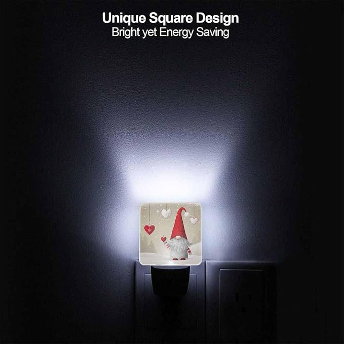 Christmas Theme Night Light Red Hearts and Elves LED Night Lights Plug into Wall for Stairway Hallway Bedroom 0.5W Nightlight