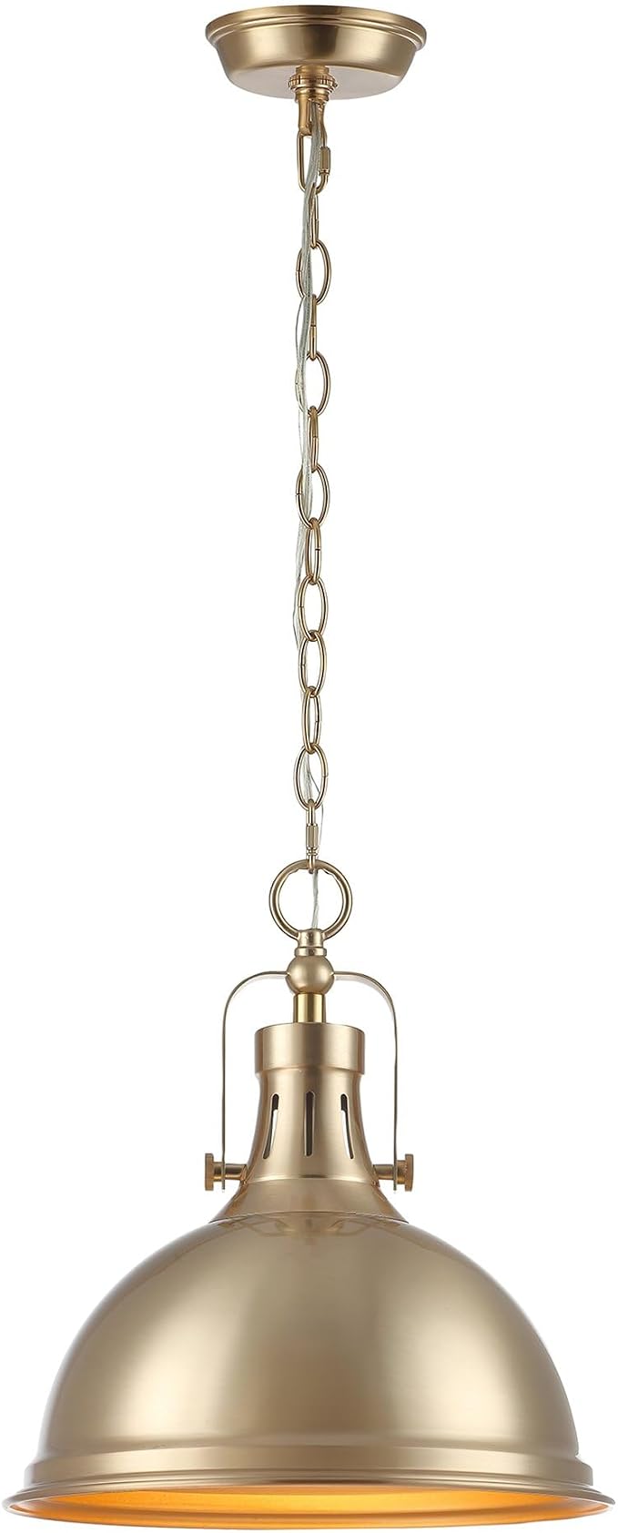 Kira Home Belle 14" Modern Industrial Pendant Light for Kitchen Island | Classic Dome Metal Shade, Retro Mid-century Profile Design, Premium Cool Brass Finish Ceiling Hanging Fixture