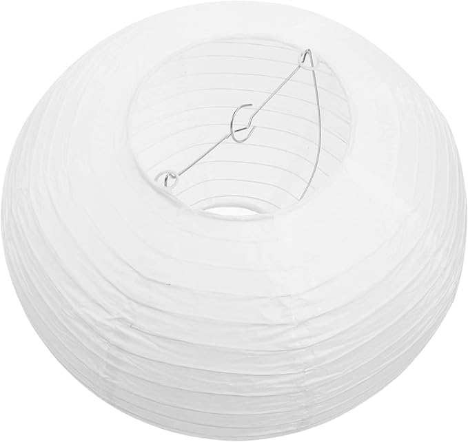 Uonlytech Paper Pendant Lamp Shade, White Round Lantern Handmade Ambient Lampshade Hanging Paper Lamp Cover for Home Pendant Lights, 30X30X19cm Wedding Decor