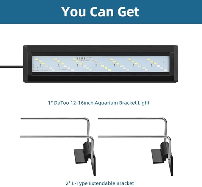 LED Aquarium Light Full Spectrum Fish Tank Light with Dimmer White Blue Red Green LEDs Fish Tank Light with Three Lighting Modes and Extendable Bracket for 12 Inch to 16 Inch Aquarium