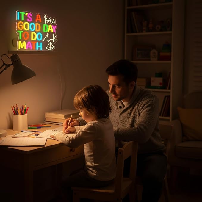 It's a Good Day to Do Math Neon Sign Colorful LED Wall Decor | Dimmable Classroom Neon Lights Math Teacher Gift Study Room Library Kid Room Home Office Motivational Math Neon Light Decor