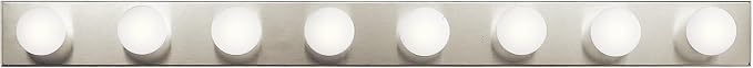 Kichler 8-Light Bathroom Vanity Light, Brushed Nickel | Linear bath bar vanity light for bathroom mirrors (48" x 4.25" x 2"), 628NI