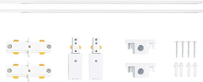 VANoopee H Track Lghting Rails 8FT H Type Track Light Rails White H Track Rail Kit, End Caps & Live End Feed Connector Included, Compatible with Single Circuit 120V H Style Track System & Track Heads