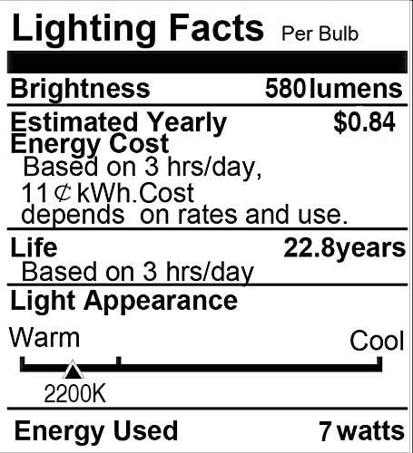Yellow Bug Light Bulbs, Dusk to Dawn, 7W LED, 40W Equivalent, A19, Smart Auto on/Off, 580 Lumens, Porch Lights (Non-Dimmable, Amber Yellow, E26)