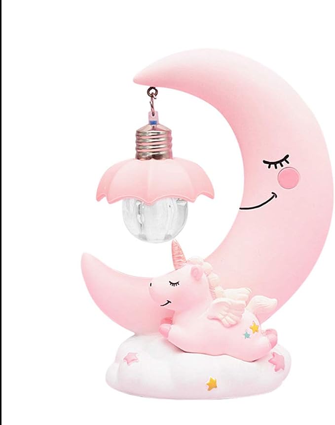 Hilitand Cartoon Moon LED Night Light Baby Nursery Lamp Ornaments Bedside Table Lamp Kids for Home Decoration ()