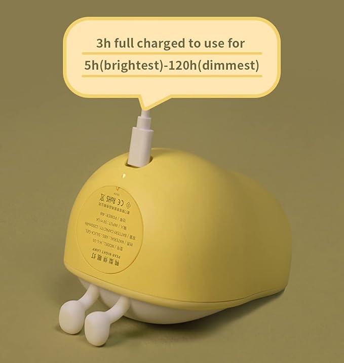 Night Lights for Kids USB Rechargeable Lamps, BPA-Free ABS+Silicone Bedside Lamp for Breastfeeding,Color Changing, Yellow Pear