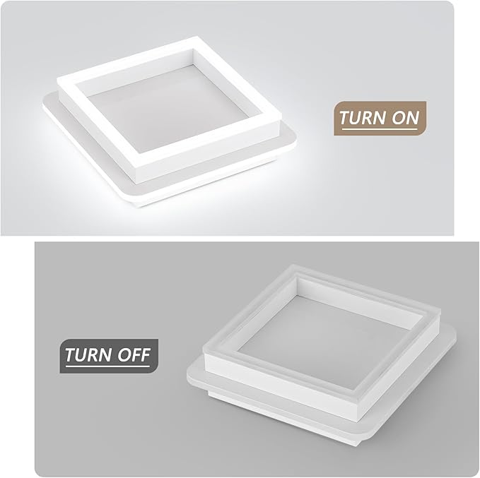 CANEOE 3 Packs Square Flush Mount Ceiling Light, 6000K Black Modern LED Ceiling Light Fixture, Minimalist Hallway Lighting Fixture Ceiling Lamp for Hallway Entryway Bedroom Balcony (White)