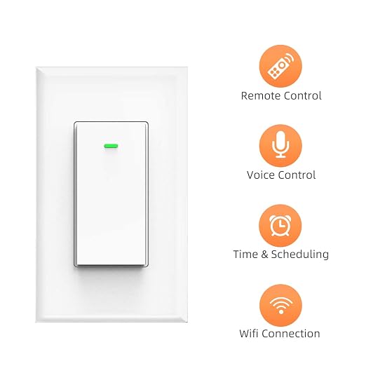 Smart Switch, Works with Alexa and Google Home, Voice Control, No hub Required Timing Synchronization, Suit for 1/2/3/4 Group Type Switch Box Micmi, Neutral Wire Required(1 Gang Smart Switch) 1 Pack