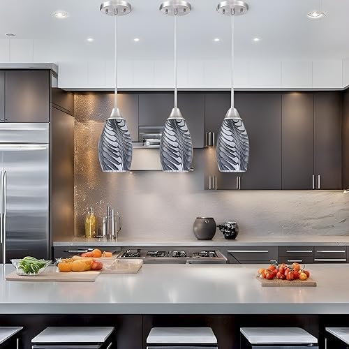 Viinew Mini Glass Pendant Light,1-Pack Gray Marble Glass Hanging Light | 4.72" with Handblown Glass Oval Chadelier,Glass Ceiling Pendant Light for Dining Room Kitchen Island Cafe Foyer