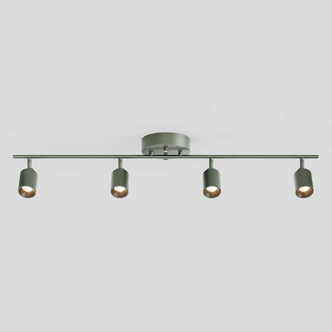 Shura Dark Olive 4-Light Track Light with Rotatable Heads, Integrated LED Bulbs, 3 ft. Track Lighting Kit, 3000k, 2240 Lumens