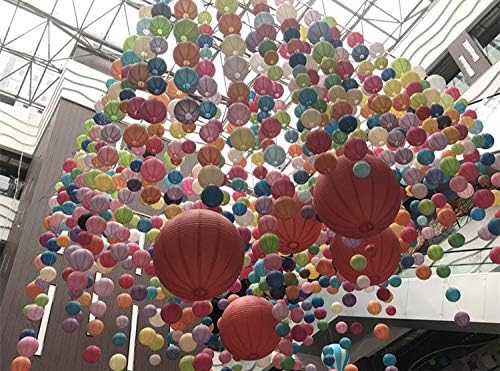 12Pcs 6,8,10,12 Inch Mixed Sizes Yellow Paper Lanterns Decorative Chinese, Japanese Hanging Round Paper Lanterns Lamp for Birthday, Wedding, Christmas, Bridal, Home Decor, Party Decoration