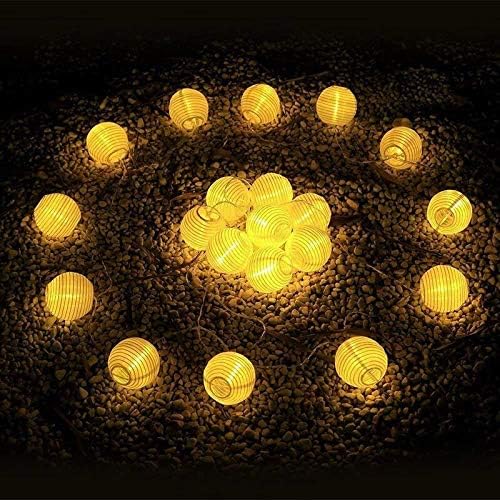 Hann® Solar LED Fairy Globe String Lights, 30LED Crystal Ball | 20 LED Lanterns | 10 LEDs Moroccan Orb Ball, Waterproof Outdoor Decorative Stringed String Lights for Christmas Garden (Paper Lantern)