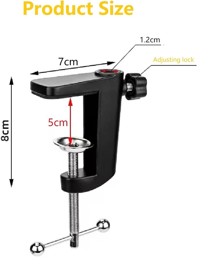 Replacement Aluminum Alloy Universal Bracket Adjustable C-Clamp Desk Light Mounting Bracket Cantilever Bracket for Microphone Arm and Desktop Table Lamp
