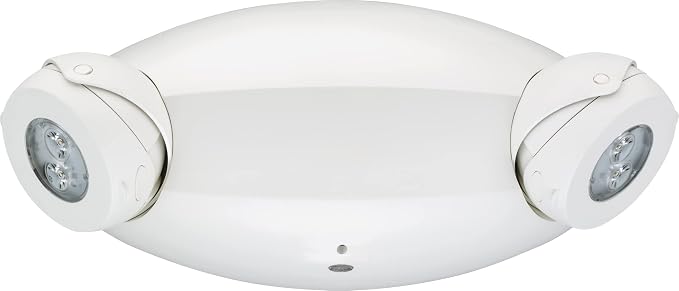 Lithonia Lighting Quantum Emergency Light, 2 Aimable Lamp Heads, 120/277V | Ceiling or Wall Mount, White Thermoplastic, Contemporary Commercial LED Emergency Lights w/ 120/277V Dual Voltage (ELM4L)