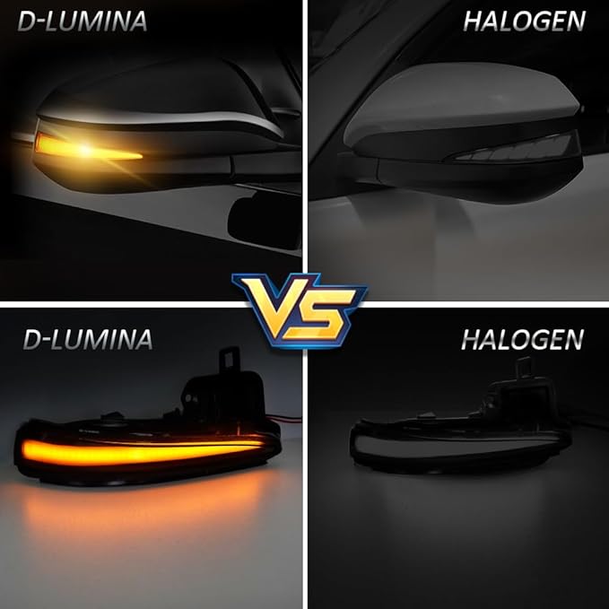 D-Lumina Sequential LED Side Mirror Turn Signal Lights Smoked Lens for RAV4 2019-2025, Tacoma 2016-2023, Highlander 2020-2025, Alphard Velltire, Dynamic Indicator Strip Mirror Marker Light, Pack of 2