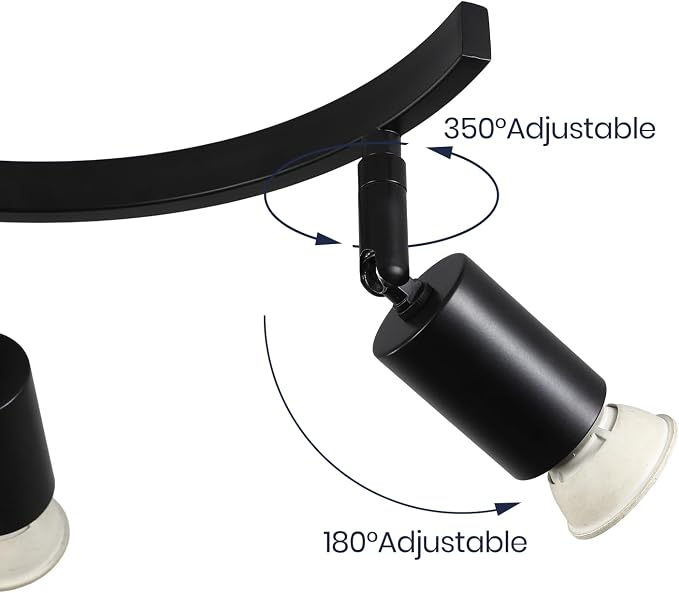 4 Light Track Lighting Fixtures,Kitchen Lighting Fixtures Ceiling with Rotatable Light Head,Black Ceiling Spotlight for Dining Room Living Room Bedroom.