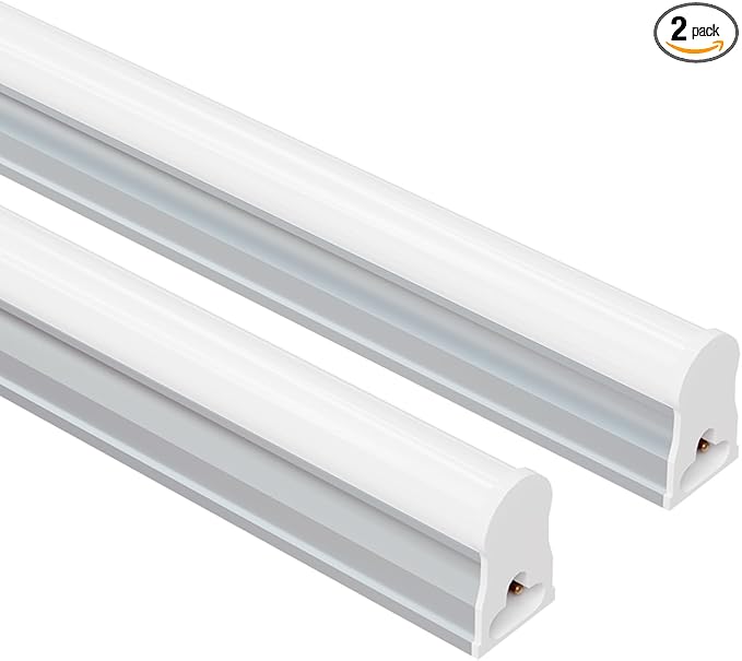 4FT LED Shop Lights (2 Pack), 2000LM 6500K Super Bright White T5 Commercial Lights, 20W Linkable Utility Integrated Single Fixture for Gym/Garage/Ceiling/Under Cabinet, Plug & Play