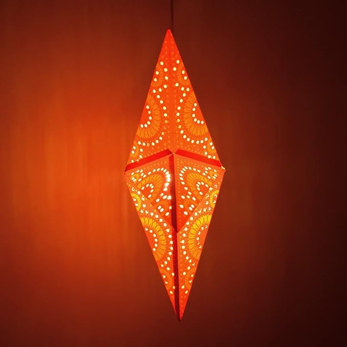 Sunflower Red Paper Star Lantern with 12 Foot Power Cord Included