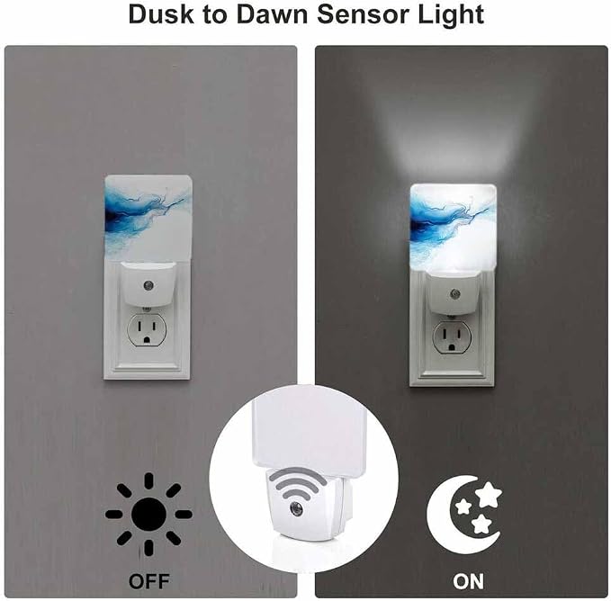 Marble Texture Night Light Blue Creative Liquid 0.5W Night Lights Auto LED Lamp Energy Saving Square Lights for Room Bedroom Bathroom