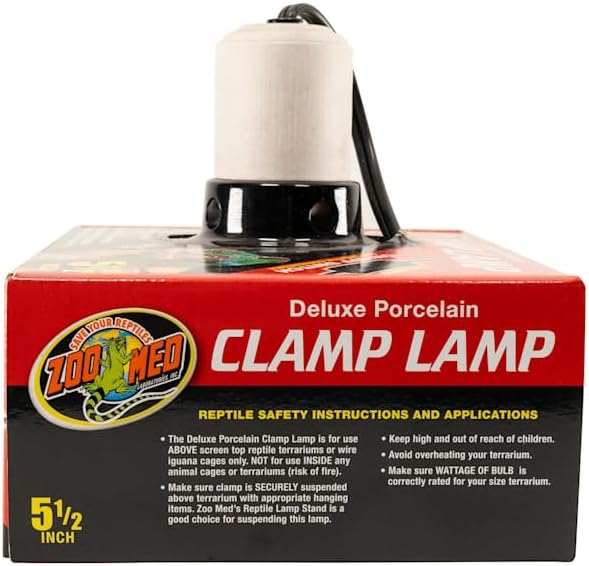Zoo Med Deluxe Porcelain Clamp Lamp with 5.5-Inch Dome, Black