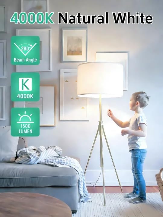 12 Pack LED Light Bulbs 100 Watt Equivalent, A19 15W Natural White 4000K, 1500 Lumens Super Bright E26 Standard No Flicker Energy Saving Lamp Bulb for Home, Bedroom, Office, 15000 Hrs, Non-Dimmable